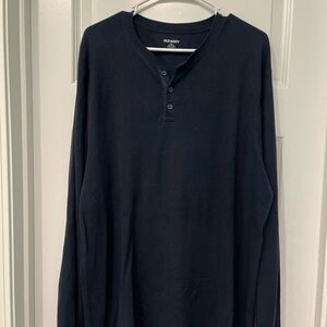 Old Navy Navy Blue Long Sleeve Henley Shirt